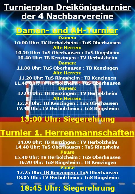 Turnierplan Dreikönigsturnier 2020 in Ringsheim